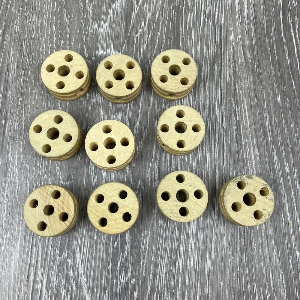 Tinkertoys Wooden Wheels‎ – Five Hole – Lot of 10